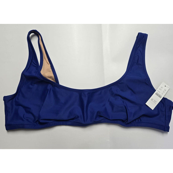 J Crew Heritage Scoop Neck Bikini‎ Top Size 2X Blue BX611 - Picture 1 of 7